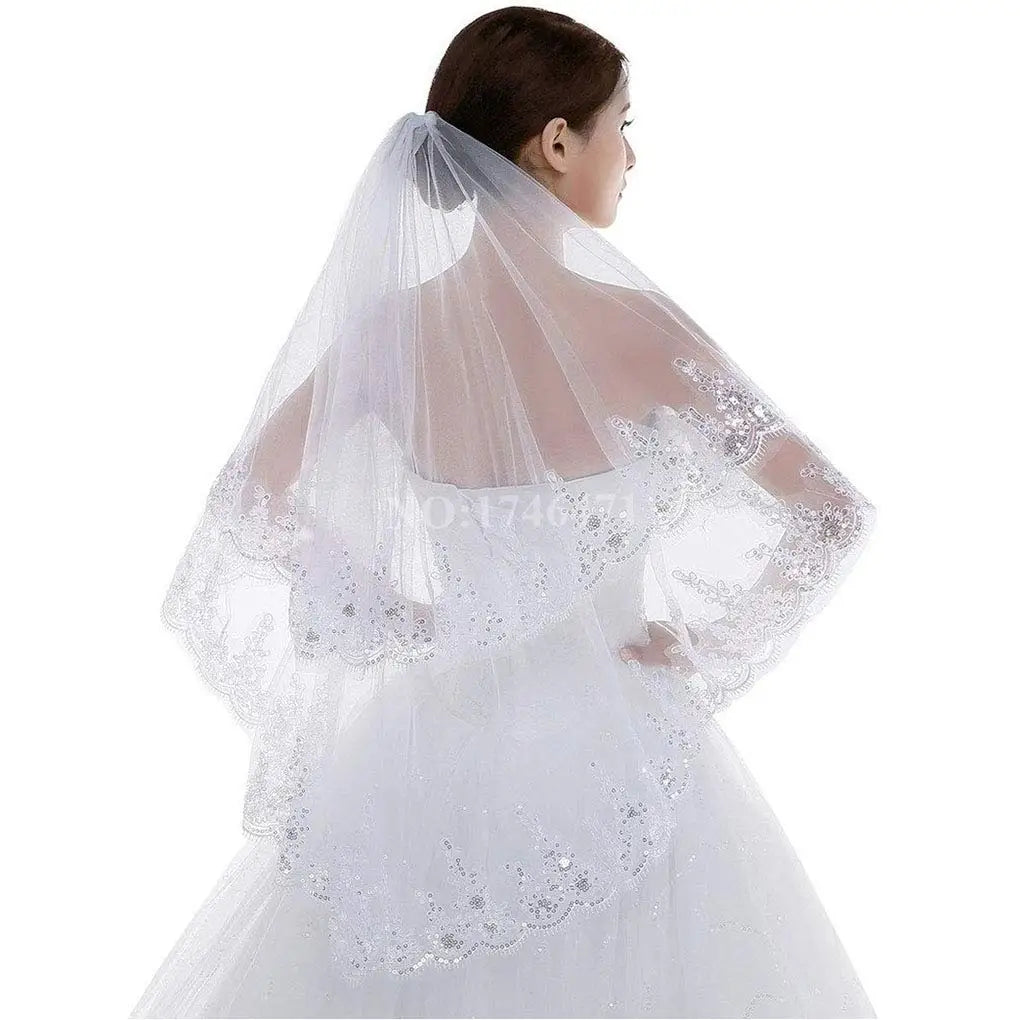 Bridal Lace Veil: 2-Tier Fingertip Length