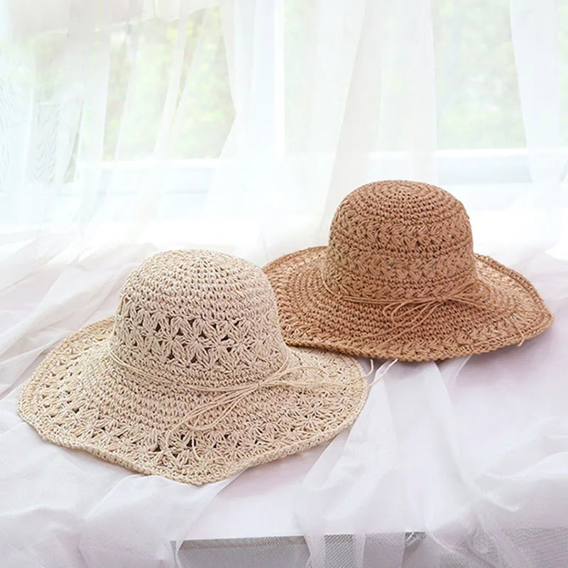 Retro Straw Sun Hat: Pink Beach Style