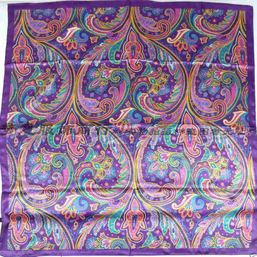 Spring & Autumn Satin Scarf: Big Square Printed Hijab for Women, 90*90cm