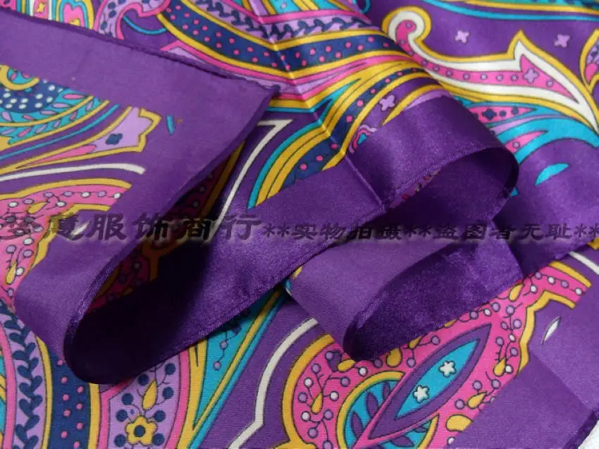 Spring & Autumn Satin Scarf: Big Square Printed Hijab for Women, 90*90cm