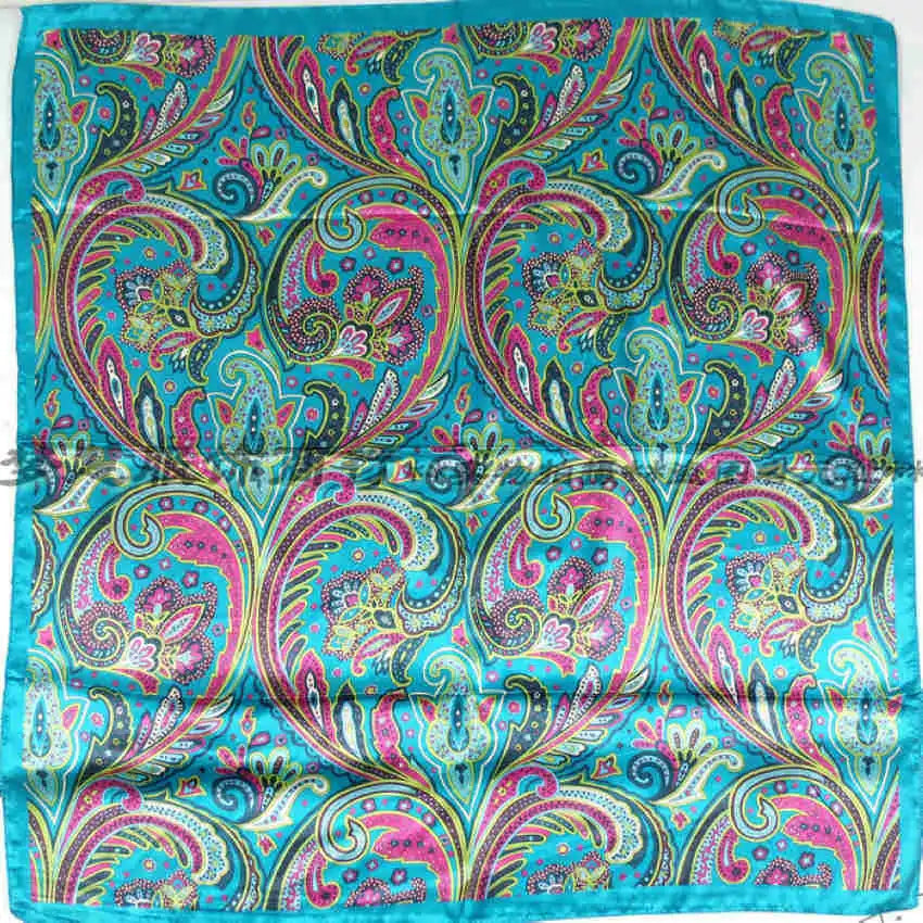 Spring & Autumn Satin Scarf: Big Square Printed Hijab for Women, 90*90cm