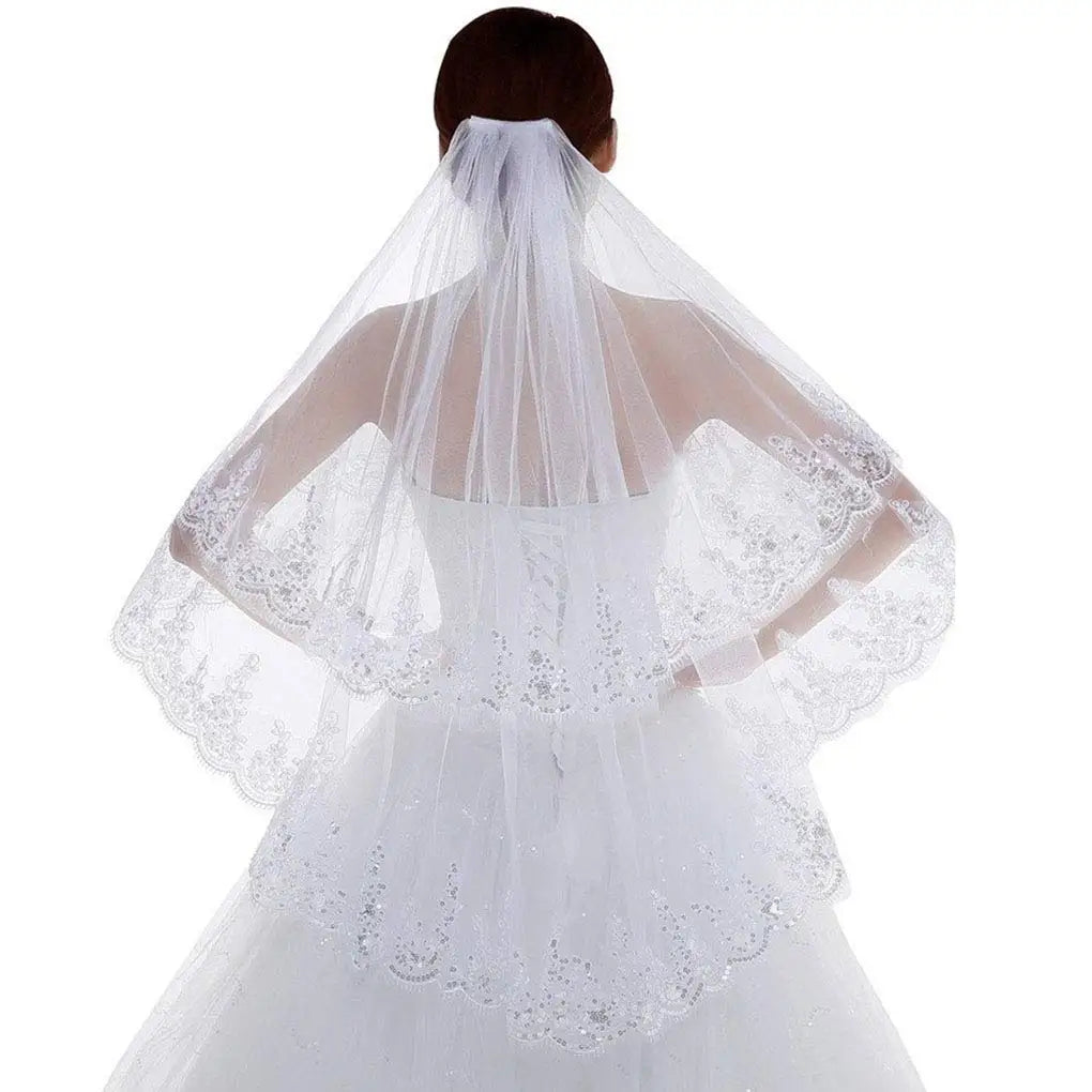 Bridal Lace Veil: 2-Tier Fingertip Length