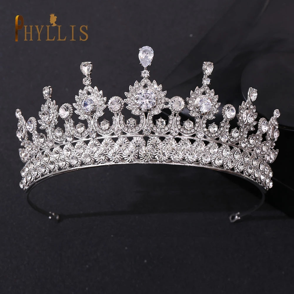 A67 Luxury Zircon Crown: Elegant bridal headwear adorned with crystals and rhinestones