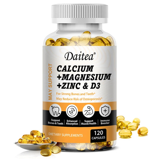 Daitea Calcium Magnesium Zinc Capsules with Vitamin D3: Bone, Teeth, Heart, Immune Support