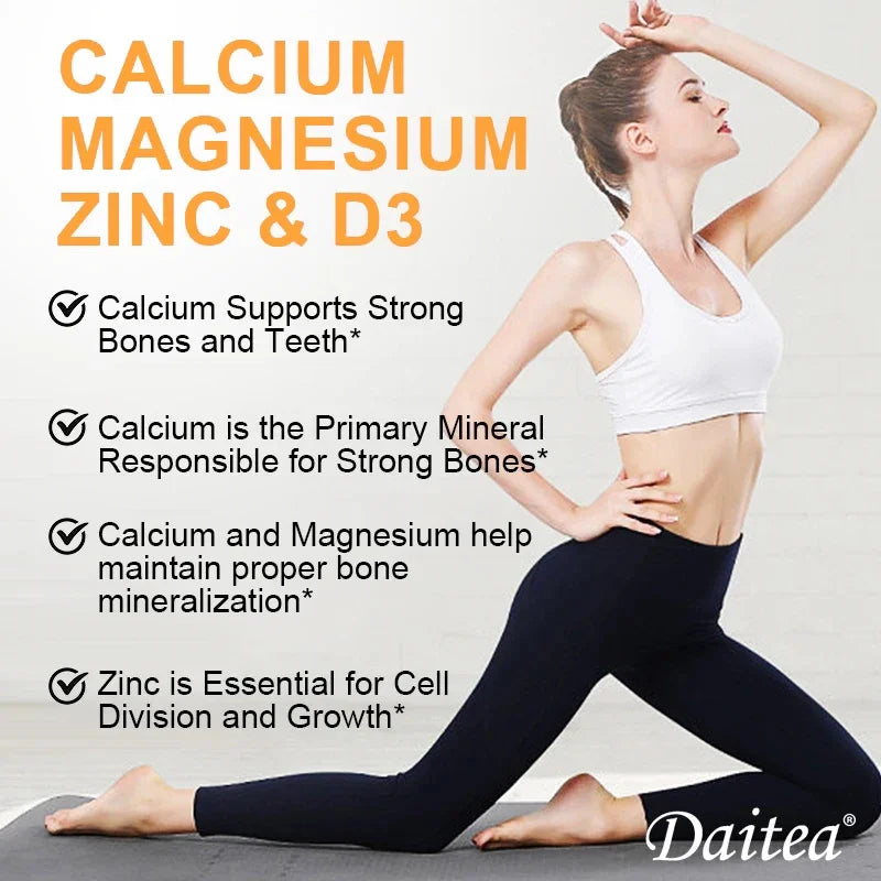 Daitea Calcium Magnesium Zinc Capsules with Vitamin D3: Bone, Teeth, Heart, Immune Support