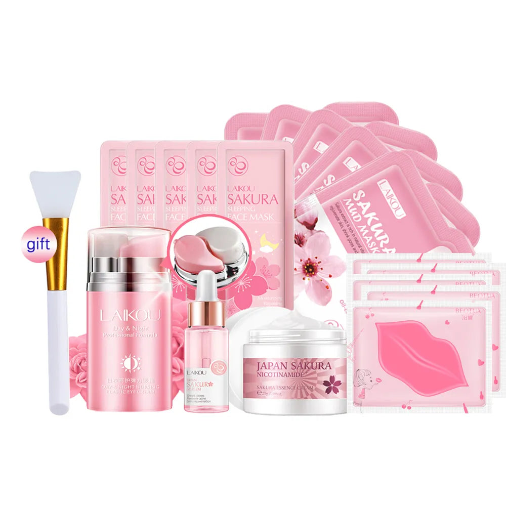 Sakura Whitening Cream & 24K Serum Skincare Set: Complete Facial Care Kit