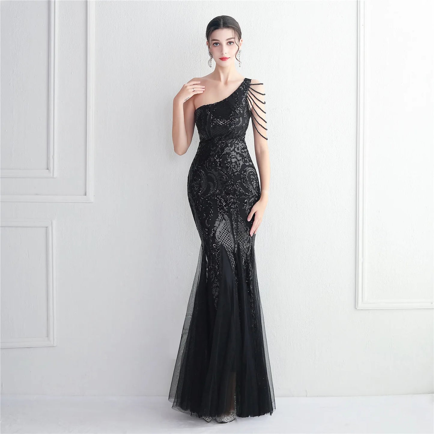 New Bead Mesh Celebrity Evening Dress - Elegant and Sexy