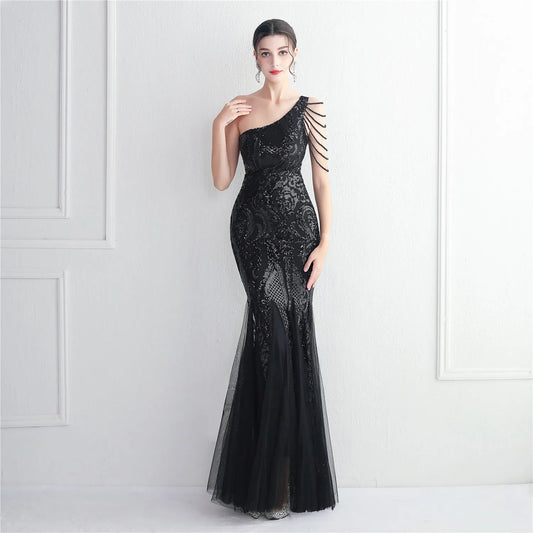 New Bead Mesh Celebrity Evening Dress - Elegant and Sexy