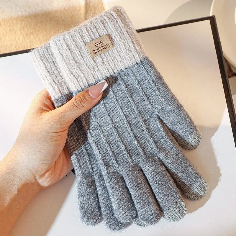 Warm Winter Touch Screen Knit Gloves: Unisex Stretch Wool Mittens