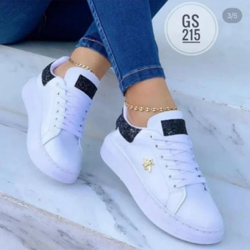 Platform Butterfly Sneakers: Women's Fashion Lace-Up Casual Shoes