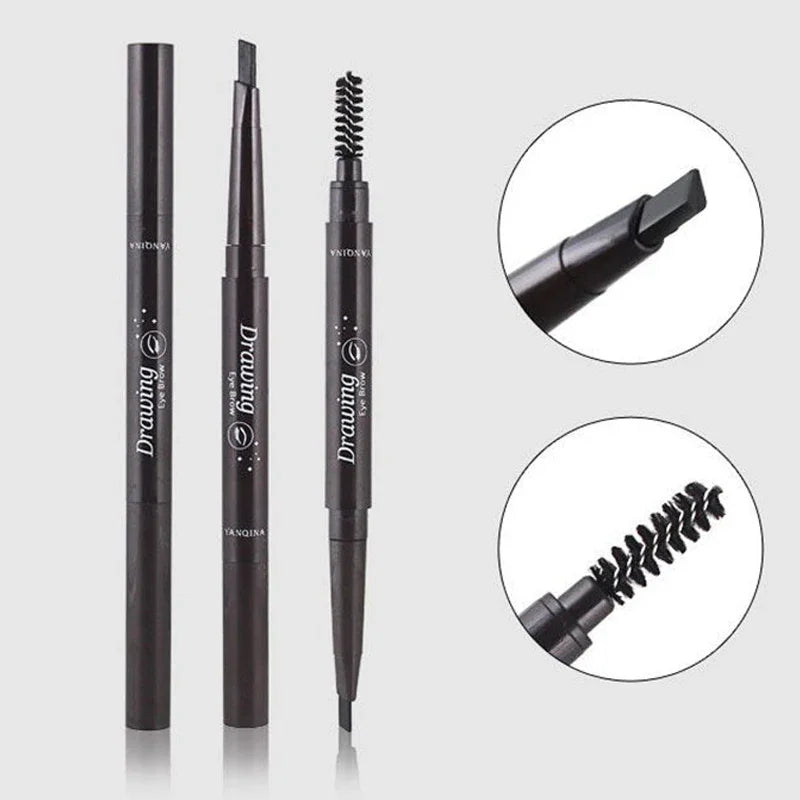 Double-Ended Waterproof Eyebrow Pencil: Long-Lasting, No Smudging, Rotatable Triangle Tip