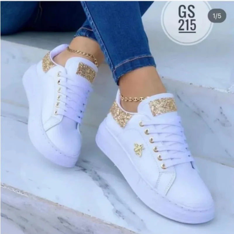 Platform Butterfly Sneakers: Women's Fashion Lace-Up Casual Shoes