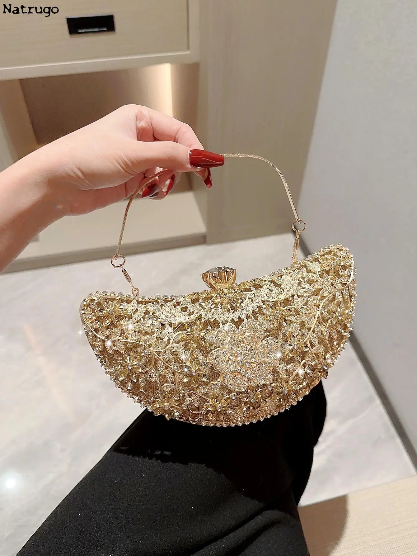 Diamond Women Clutch Evening Bags Bridal Crystal Flower Handbags Purses Luxurious Wedding Party Dinner Bag 2023 New