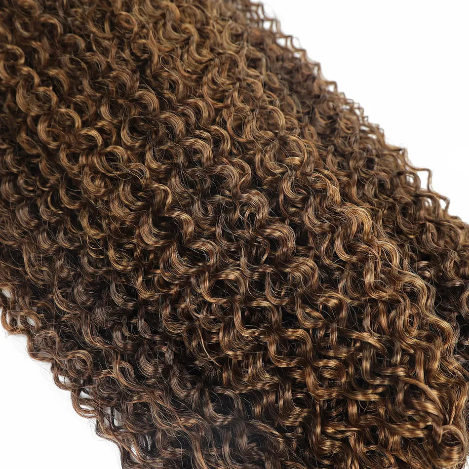 Synthetic Extensions: Natural Curly, Heat Resistant Jerry Curls in Ombre Blonde for Women