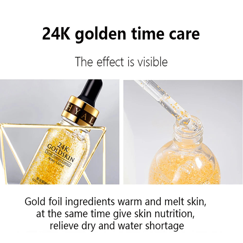 24K Gold Facial Skin Care Set: Essence, Serum, Collagen Cream - Korean Beauty for Anti-Wrinkles