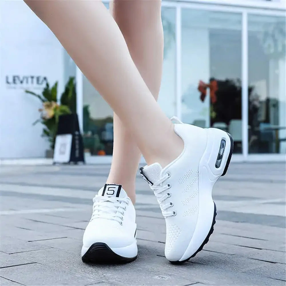 Black and White Lace-Up Platform Sneakers: Women's New Sports Shoes