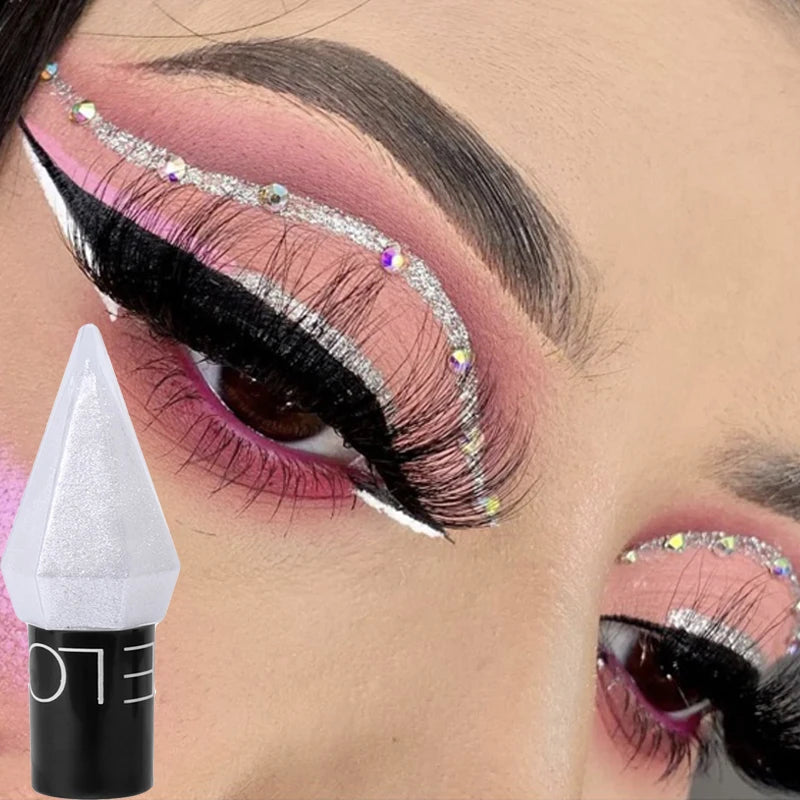 Diamond Glitter Eyeliner Pencil: Waterproof with Pearl Silver & Rose Gold Shimmer