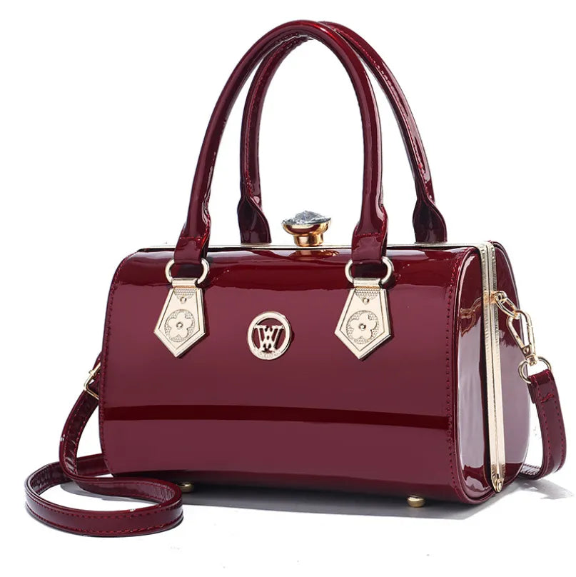 New Luxury Patent Leather Shoulder Bag. Radiate elegance with dazzling diamonds, perfect for weddings and parties."