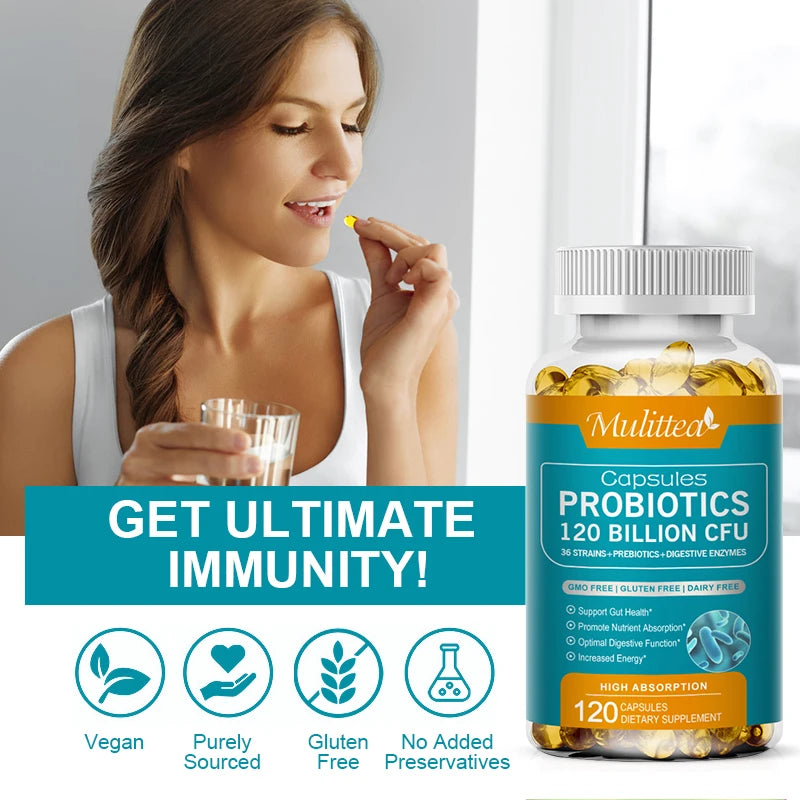 Mulitea Probiotic Complex: 12 Billion Colony Units - Vegetarian Capsules, Non-GMO