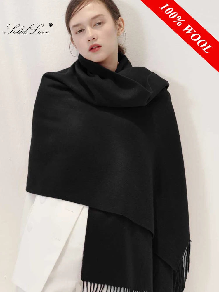 100% Wool Cashmere Scarf: Thick, Fashionable, and Warm for Winter. Oversized Pashmina Shawl, 300g.