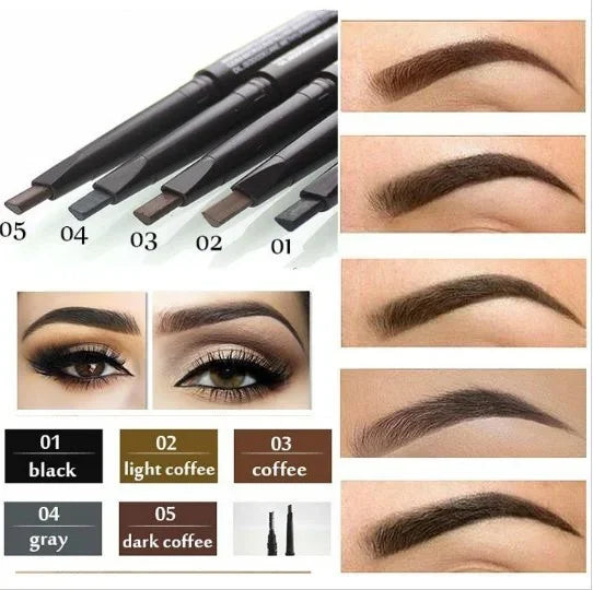 Double-Ended Waterproof Eyebrow Pencil: Long-Lasting, No Smudging, Rotatable Triangle Tip