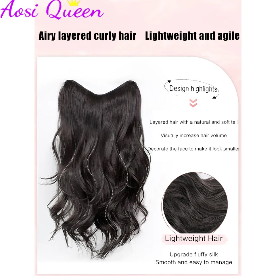 AS Wig: Seamless One-Piece French Curl Extensions for Women, Invisible Curling Piece to Boost Volume