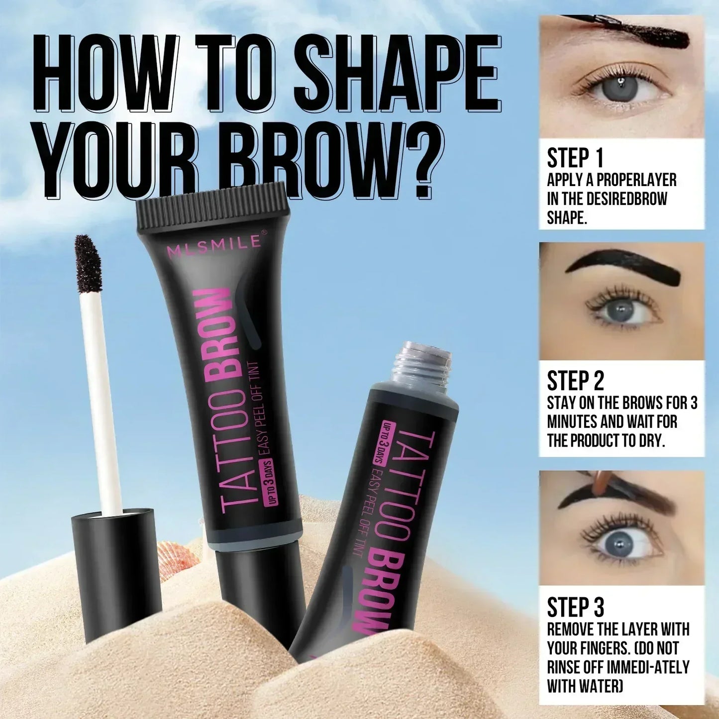 Waterproof Peel-Off Eyebrow Gel: Semi-permanent tint for Long-Lasting, Defined Brows