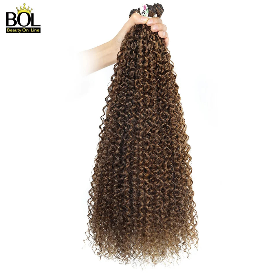 Synthetic Extensions: Natural Curly, Heat Resistant Jerry Curls in Ombre Blonde for Women