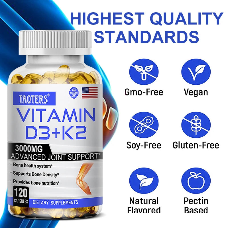 3000 mg Vitamin D3+K2 Health Supplement - Calcium Supplement for Bone Precision and Overall Health