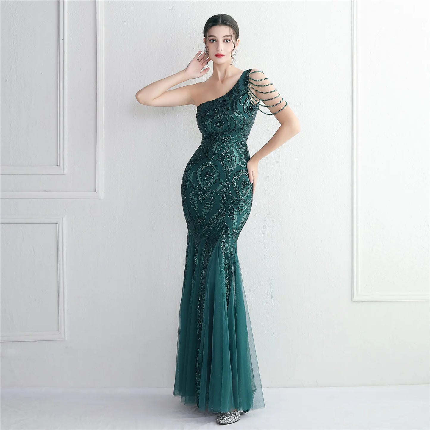 New Bead Mesh Celebrity Evening Dress - Elegant and Sexy