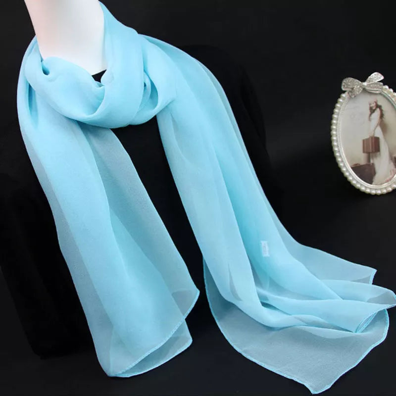 Korean Solid Chiffon Travel Scarf: Lightweight Sunscreen Shawl for Women's Summer