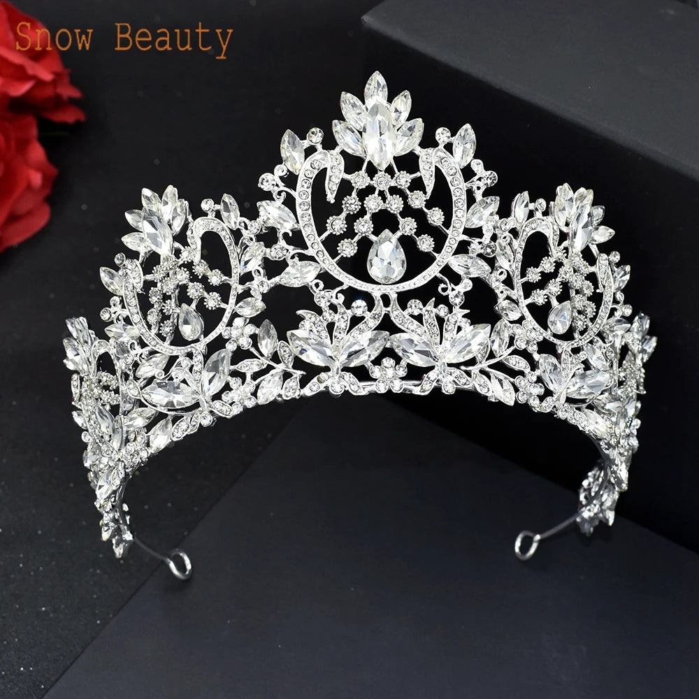 A67 Luxury Zircon Crown: Elegant bridal headwear adorned with crystals and rhinestones