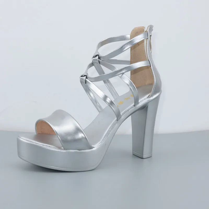 Gladiator Style Wedding Sandals: Block Heel Platform, Patent Leather