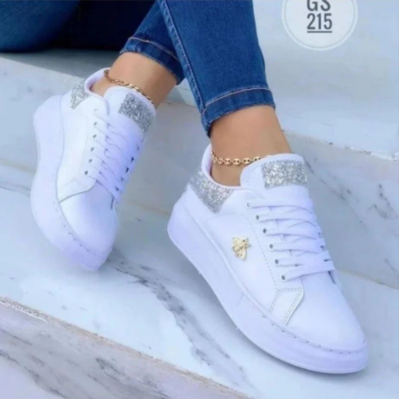 Platform Butterfly Sneakers: Women's Fashion Lace-Up Casual Shoes