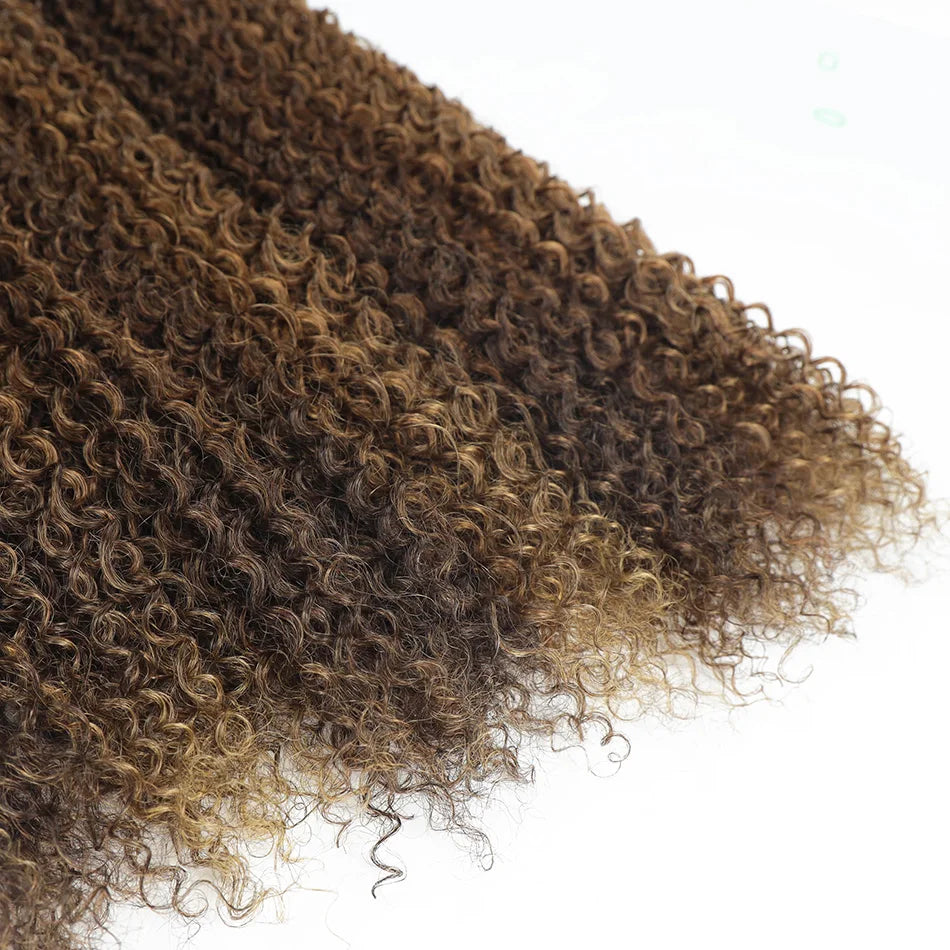 Synthetic Extensions: Natural Curly, Heat Resistant Jerry Curls in Ombre Blonde for Women