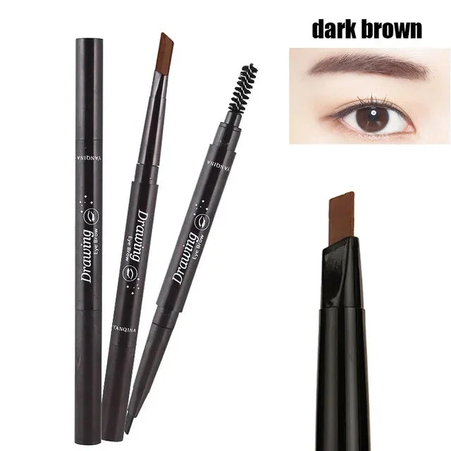 Double-Ended Waterproof Eyebrow Pencil: Long-Lasting, No Smudging, Rotatable Triangle Tip