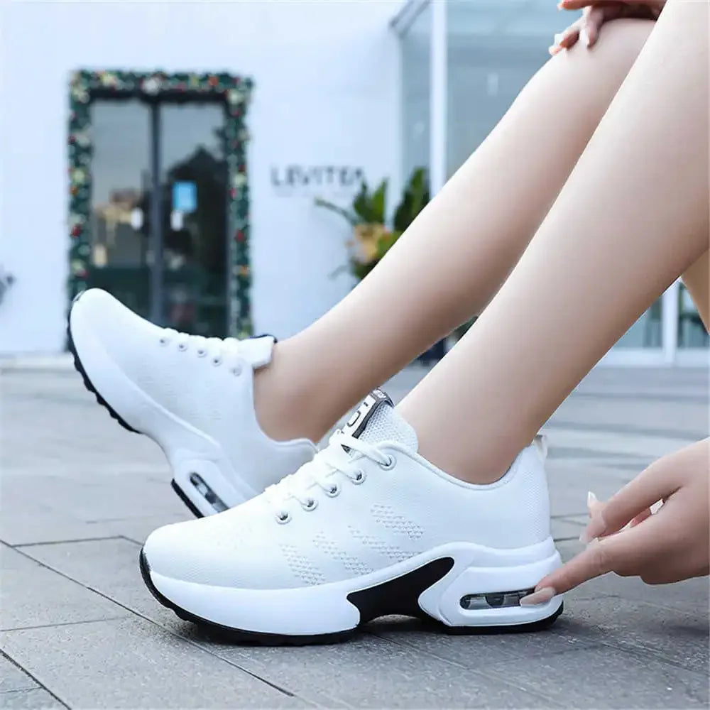 Black and White Lace-Up Platform Sneakers: Women's New Sports Shoes