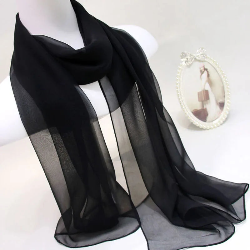 Korean Solid Chiffon Travel Scarf: Lightweight Sunscreen Shawl for Women's Summer