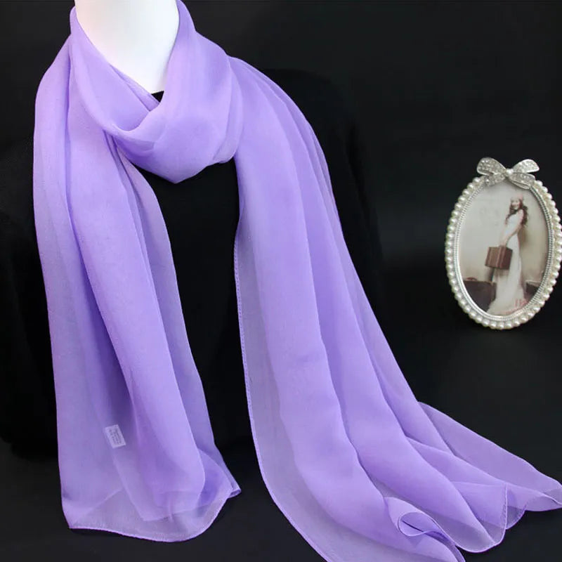 Korean Solid Chiffon Travel Scarf: Lightweight Sunscreen Shawl for Women's Summer