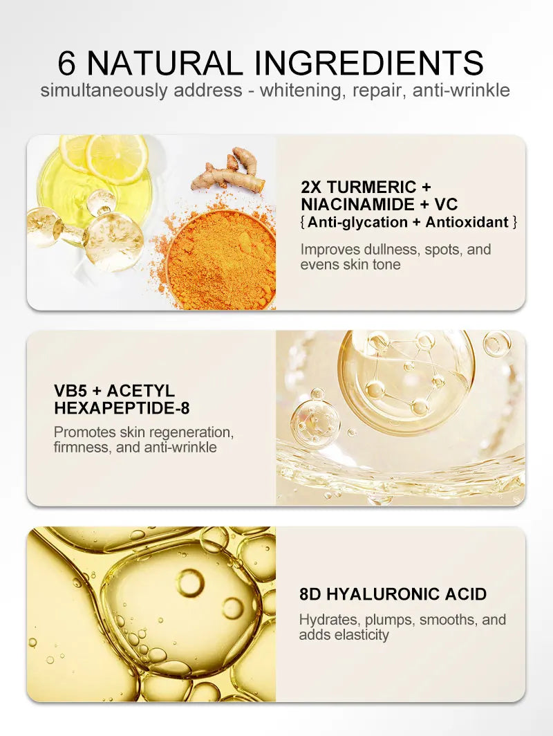 Dark Spot Serum Hyaluronic Acid Whitening Vitamin C Face Serum Turmeric Collagen Facial Skin Care Beauty