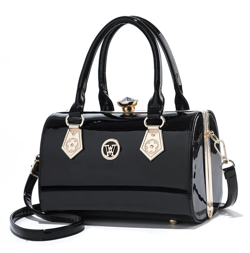 New Luxury Patent Leather Shoulder Bag. Radiate elegance with dazzling diamonds, perfect for weddings and parties."