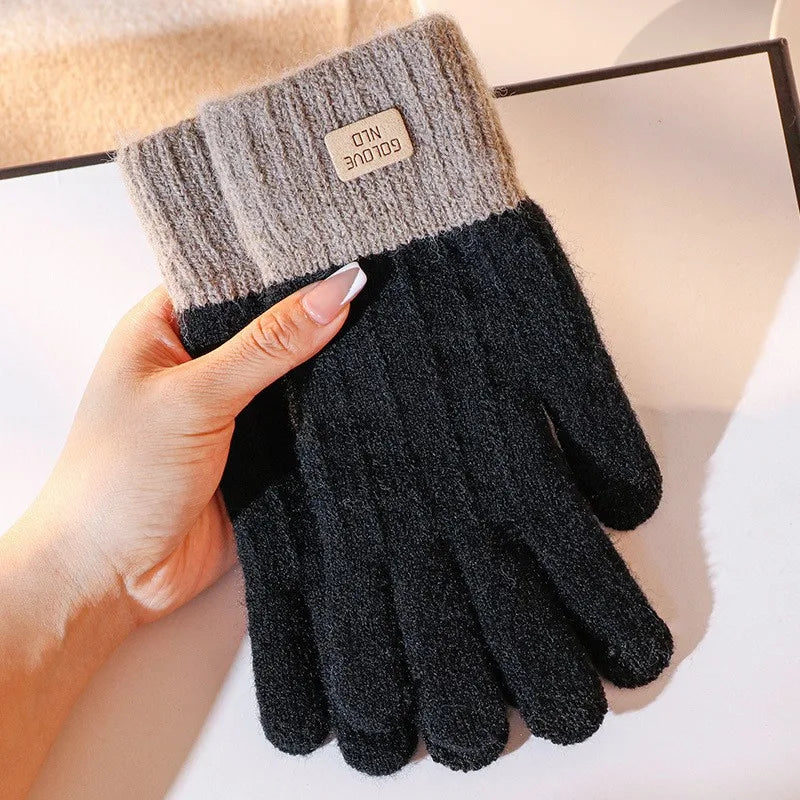 Warm Winter Touch Screen Knit Gloves: Unisex Stretch Wool Mittens