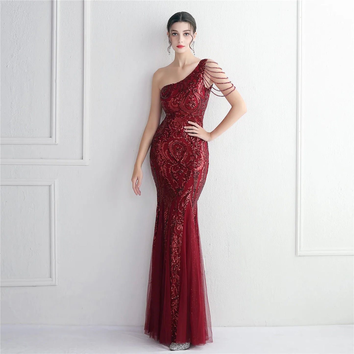 New Bead Mesh Celebrity Evening Dress - Elegant and Sexy