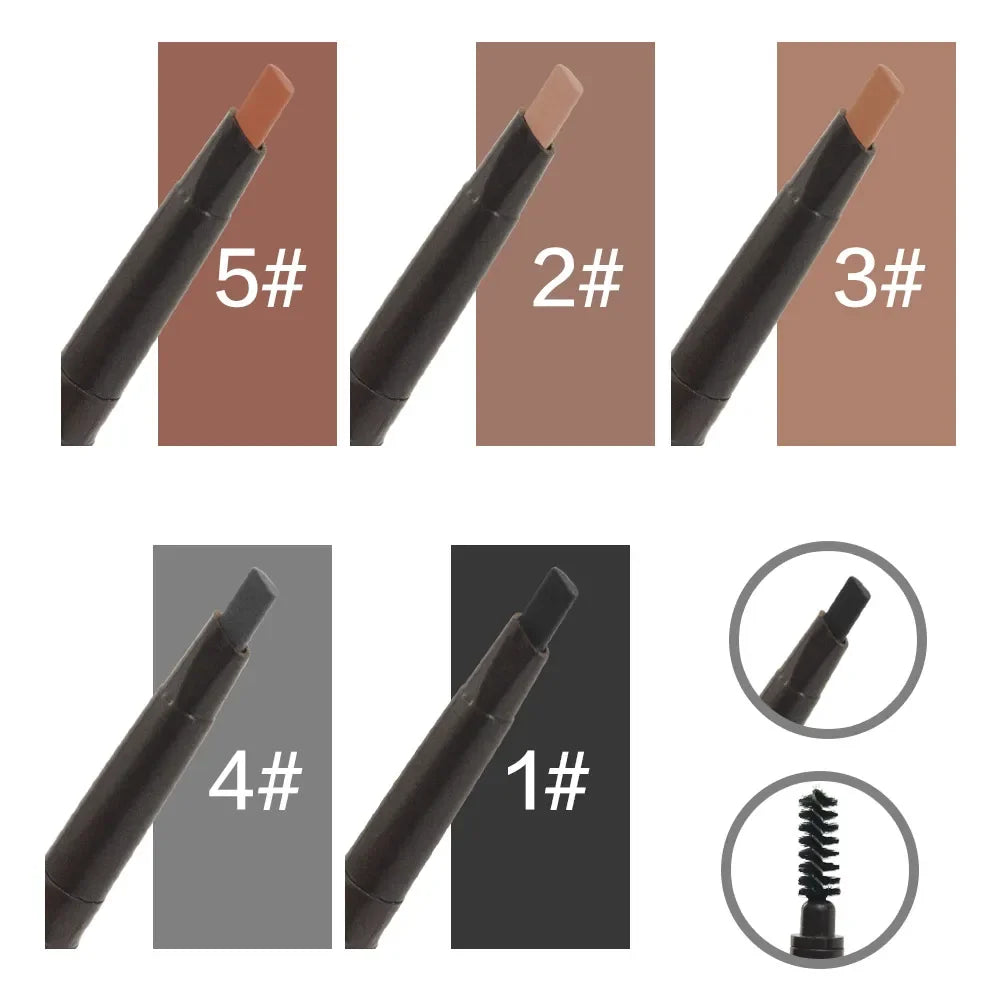 Double-Ended Waterproof Eyebrow Pencil: Long-Lasting, No Smudging, Rotatable Triangle Tip