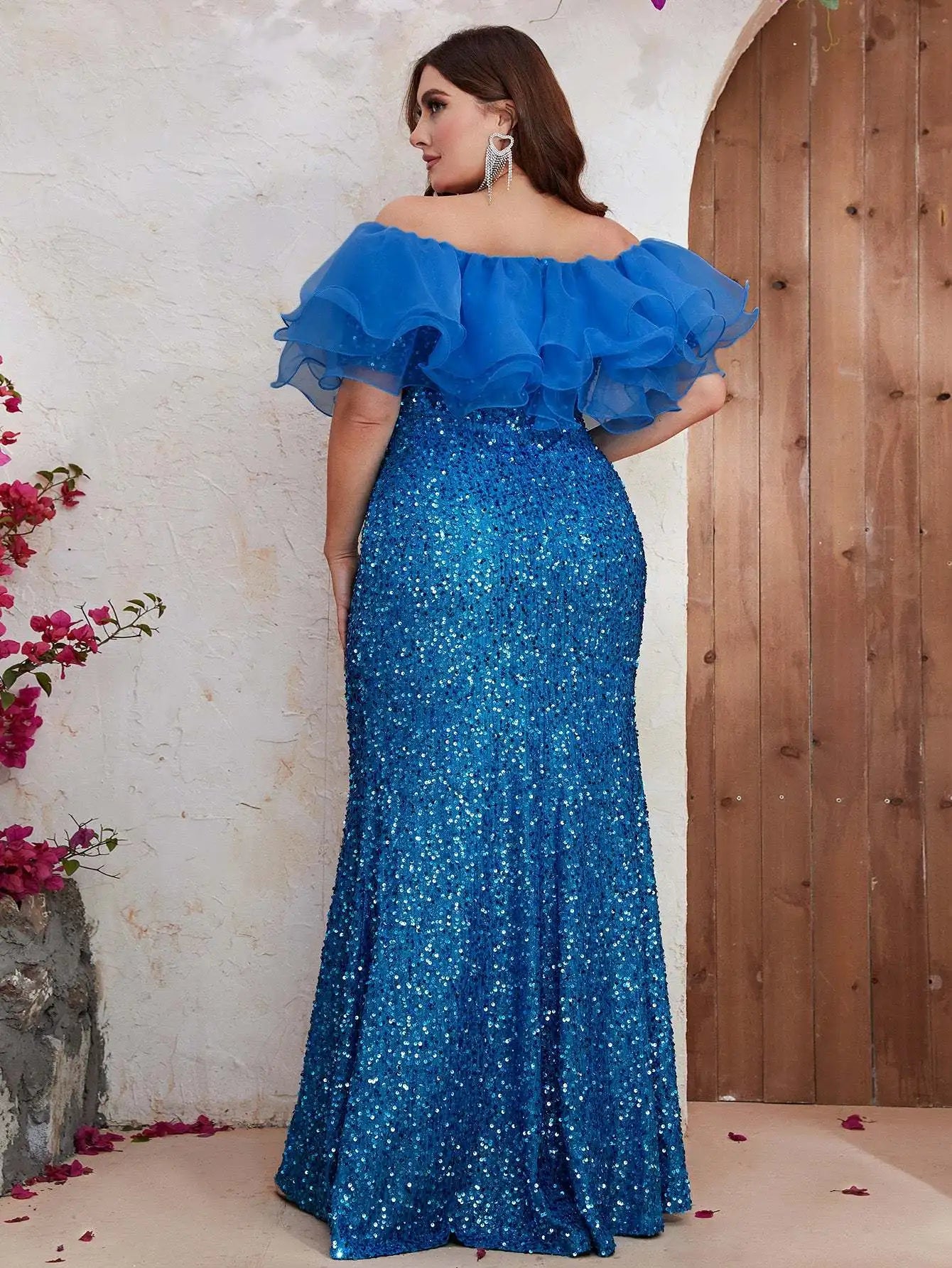 Plus Size Sequin Wedding Evening Dress