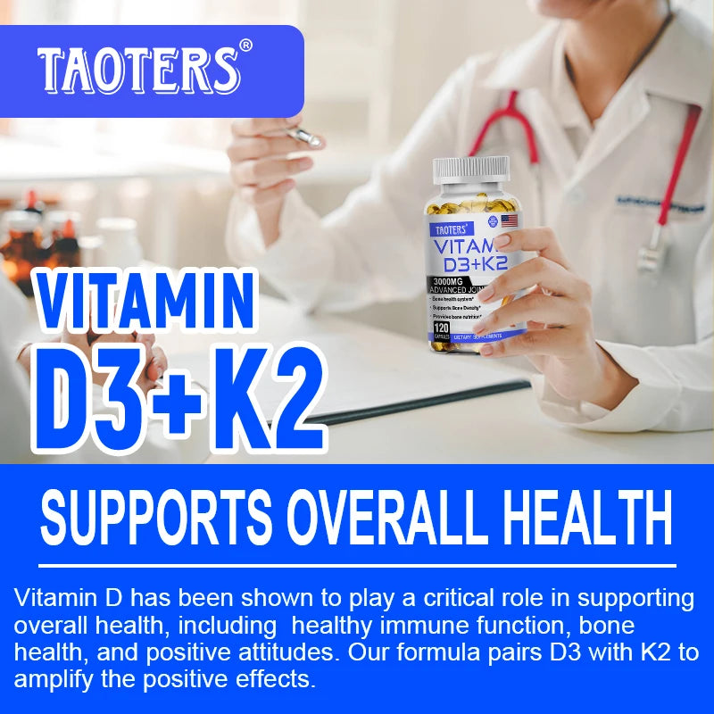 3000 mg Vitamin D3+K2 Health Supplement - Calcium Supplement for Bone Precision and Overall Health