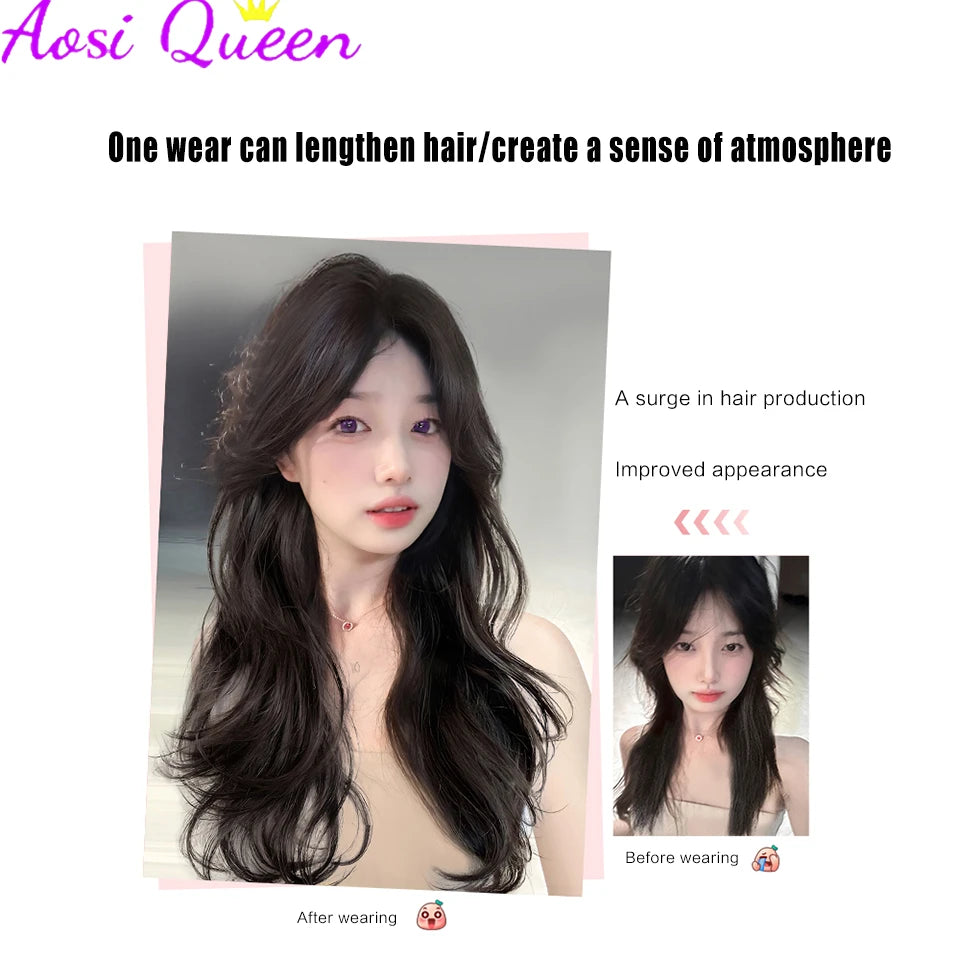 AS Wig: Seamless One-Piece French Curl Extensions for Women, Invisible Curling Piece to Boost Volume